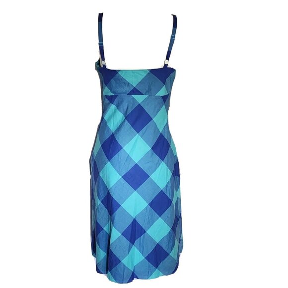 Isaac Mizrahi for Target Dress Womens Size 6 Blue Plaid V Neck Sleeveless Zip - Picture 3 of 8